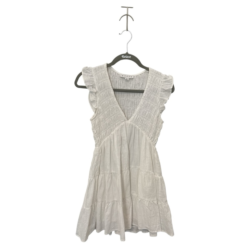 HYFVE White Smocked Ruffle Dress